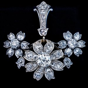 Belle Epoque antique diamond pendant brooch