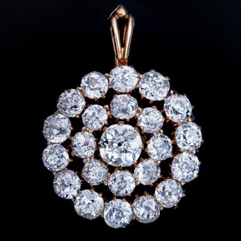 antique 1800s diamond cluster pendant