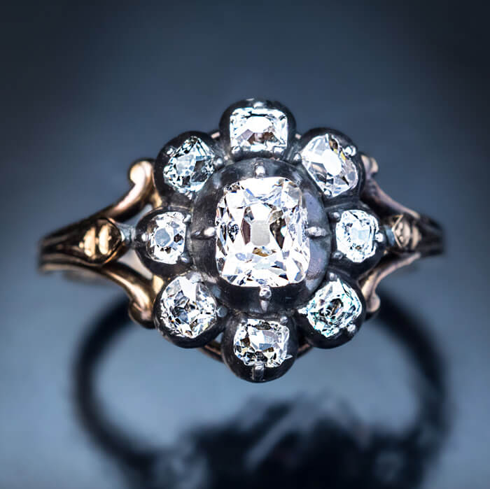 Antique 18k Georgian Style Rose Cut Diamond Ring - Etsy Norway