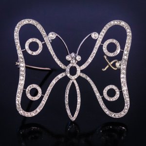 Art Nouveau jewelry - antique diamond butterfly brooch