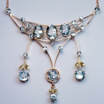 antique aquamarine gold pendant necklace - Edwardian jewelry