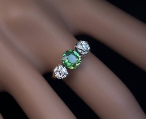 Russian demantoid garnet rings