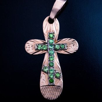 antique demantoid and gold cross pendant