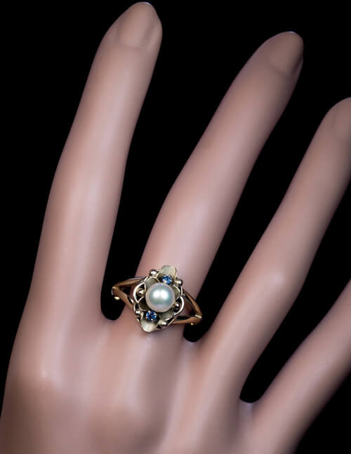 ANTIQUE SAPPHIRE + SEED PEARL RING – jaimiegellerjewelry