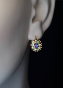 demantoid and amethyst earrings