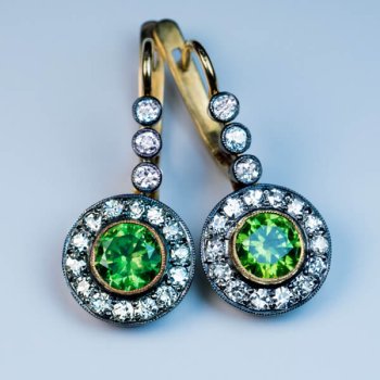 demantoid and diamond drop earrings