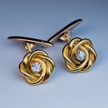 antique diamond gold cufflinks - men's jewelry