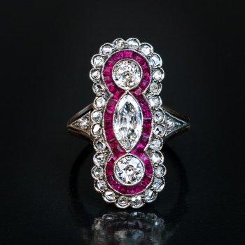 Edwardian jewelry - antique ruby and diamond ring