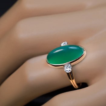 antique chrysoprase diamond ring