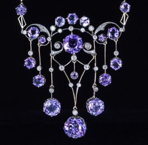 vintage Russian amethyst and diamond necklace