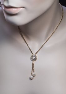 antique pearl diamond drop necklace