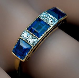 antique three stone sapphire ring