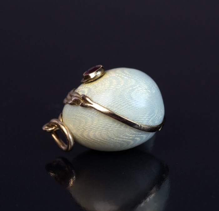 Antique Russian Guilloche Enamel Ruby Gold Egg Pendant - Antique ...