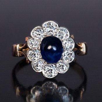 vintage sapphire diamond cluster ring