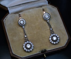 antique diamond pendant earrings