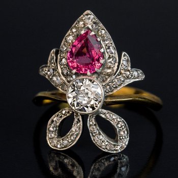 heart shaped tourmaline diamond ring