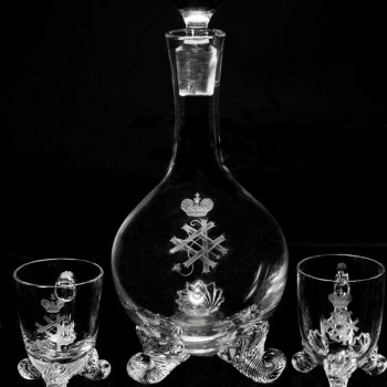 antique wine decanter and cups