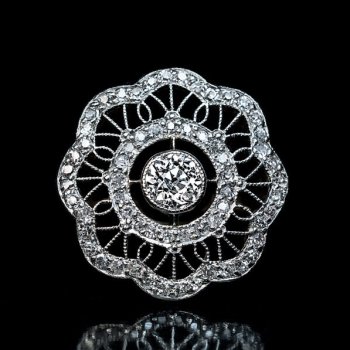 Edwardian jewelry - openwork platinum lace diamond ring