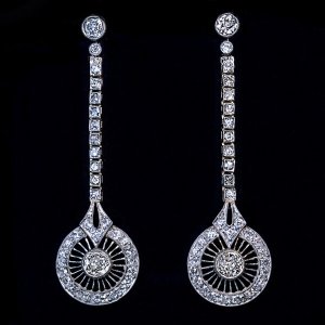 Art Deco earrings - original Deco diamond dangle earrings