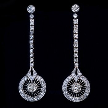 Art Deco earrings - original Deco diamond dangle earrings