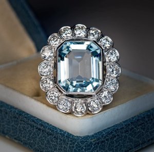 vintage art deco aquamarine rings