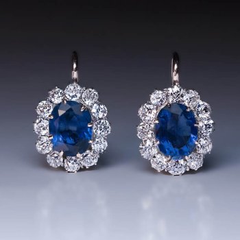 antique sapphire diamond cluster earrings