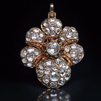 Victorian jewelry - antique old rose cut diamond pendant necklace