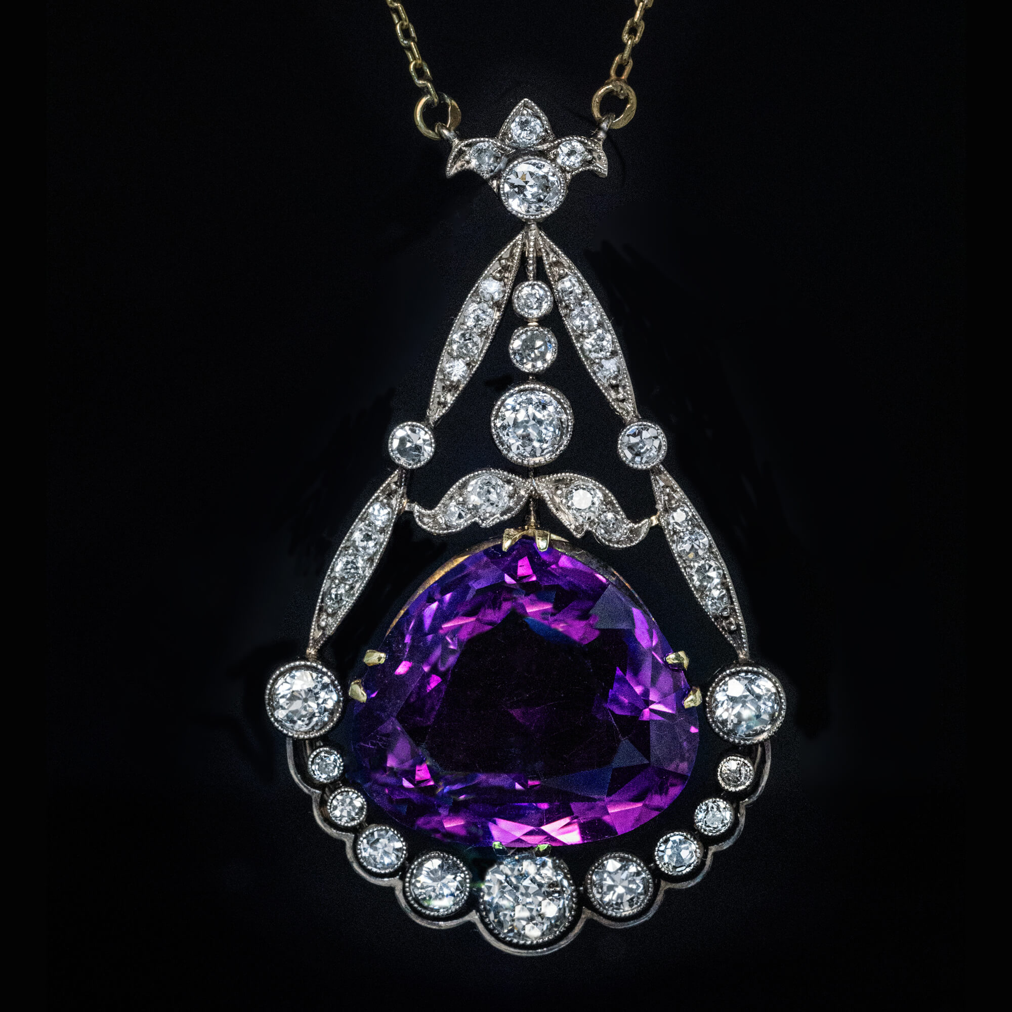 Rare Antique Siberian Amethyst Diamond Necklace Ref Antique