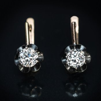 antique solitaire diamond earrings