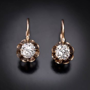 old mine cut diamond earrings