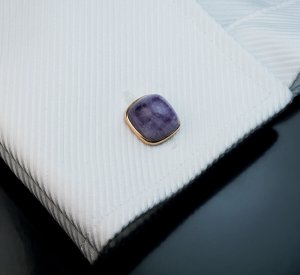 antique sugarloaf amethyst gold cufflinks