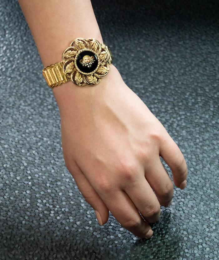 Antique Victorian Era Gold Diamond Enamel Locket Bracelet - Antique Jewelry, Vintage Rings, Faberge EggsAntique Jewelry, Vintage Rings
