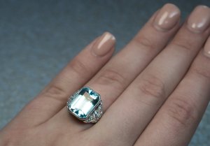 vintage art deco aquamarine ring