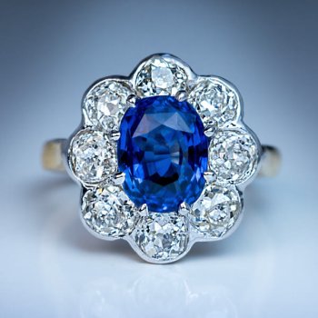 Antique sapphire and diamond engagement ring