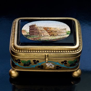 antique micro mosaic jewelry box Italian 19th century Rome