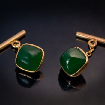 antique gold mounted nephrite jade cufflinks