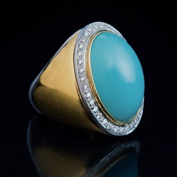 Persion turquoise diamond 18K gold cocktail ring