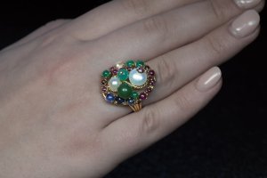 retro tutti frutti vintage ring