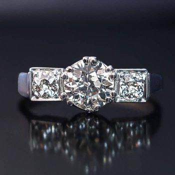 vintage three stone diamond engagement ring