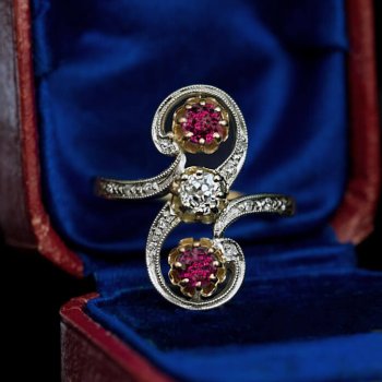 Belle Epoque antique diamond ruby ring