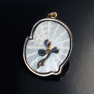 Art Nouveau antique guilloche enamel pendant