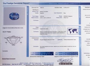 AGL report for untreated Ceylon 10 Ct sapphire