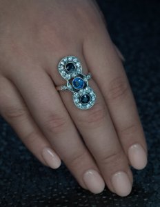 antique sapphire diamond long ring