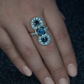 antique sapphire diamond long ring