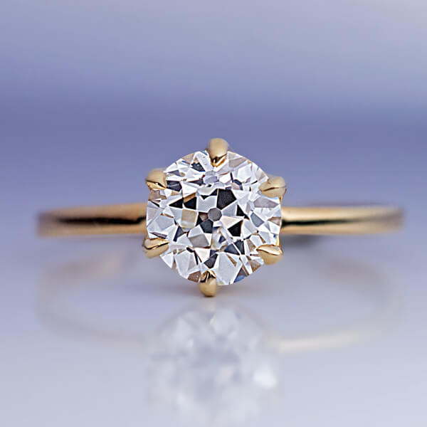 1.38 CT European Cut Center Antique Diamond Ring in Platinum | New York  Jewelers Chicago