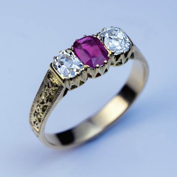 Victorian antique ruby diamond ring