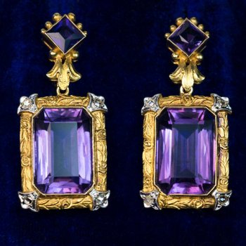 Belle Epoque antique gold amethyst earrings