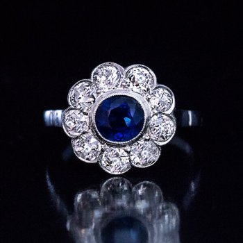 vintage sapphire diamond platinum engagement ring