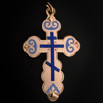 antique gold and enamel cross