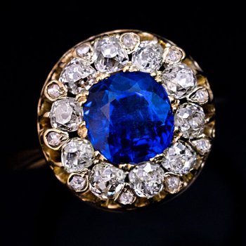 antique Burmese sapphire diamond ring